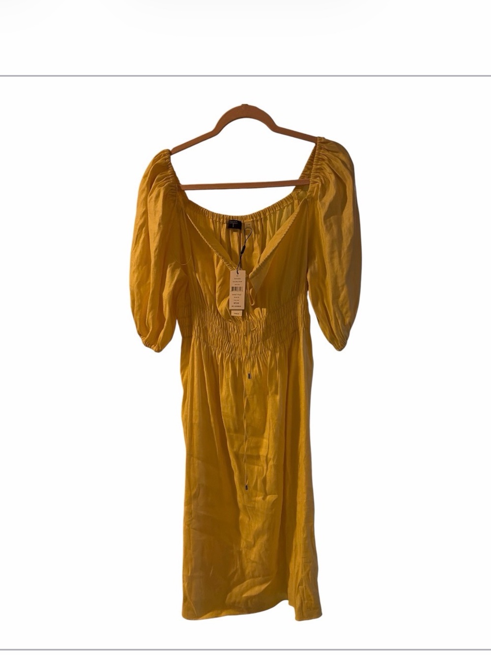 Tahari Mustard Puff Golden Hour Sleeve Midi Dress size xl